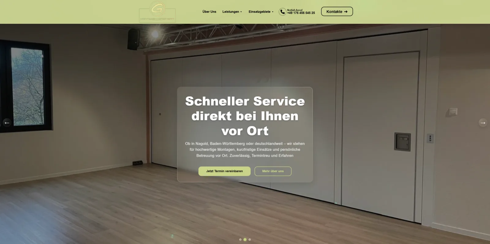 Montagen Greinert Website f&uuml;r mobile Trennwandtechnik