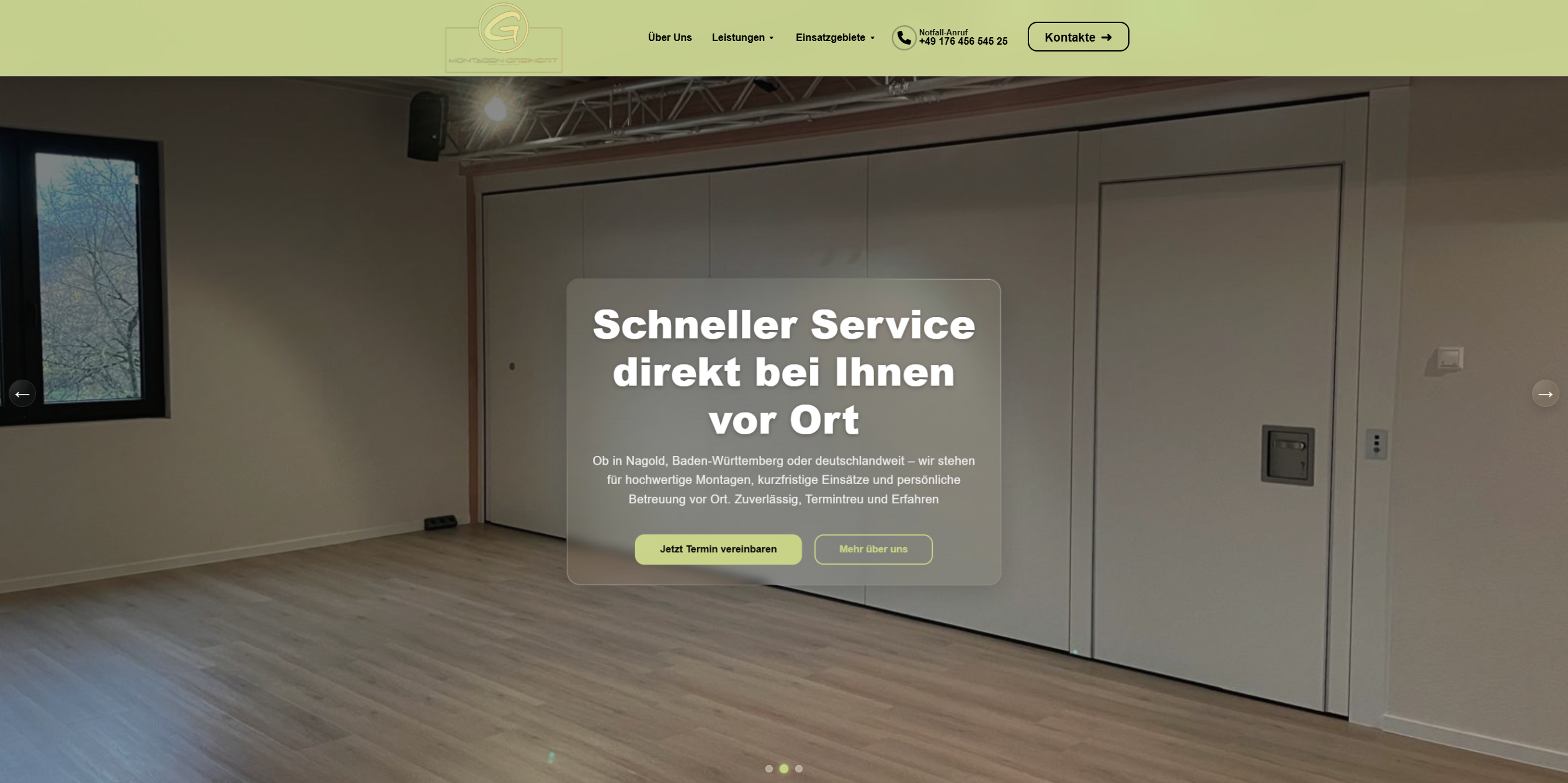 Montagen Greinert Website f&uuml;r mobile Trennwandtechnik