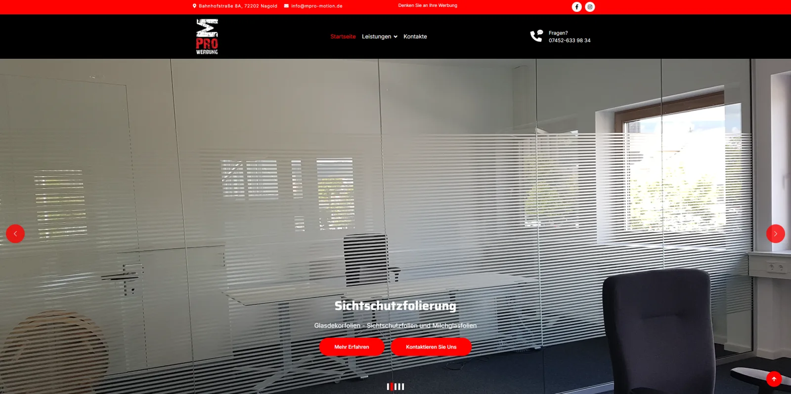 MPro Motion Website f&uuml;r Folierung und Werbetechnik